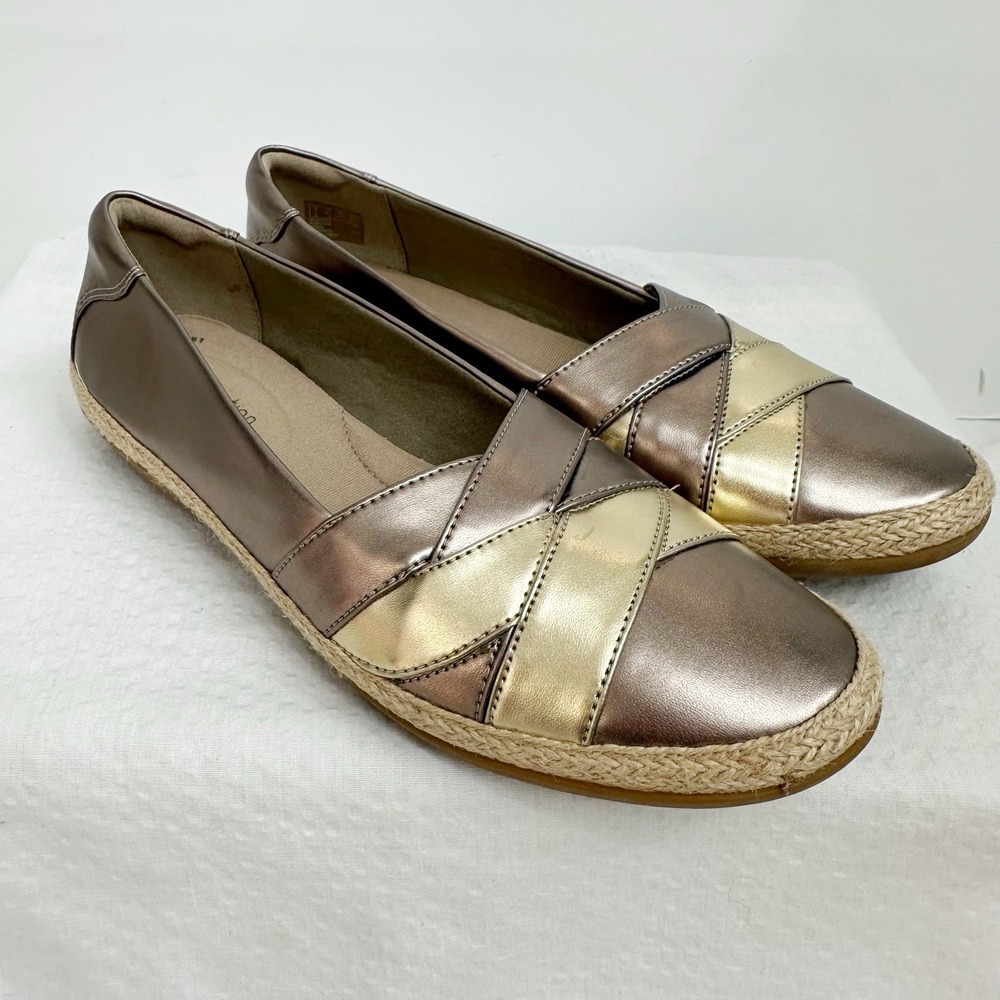 Clarks Women's 9.5 M US‎ Danelly Shine Loafer, Pewter Gold Synthetic, Excellent